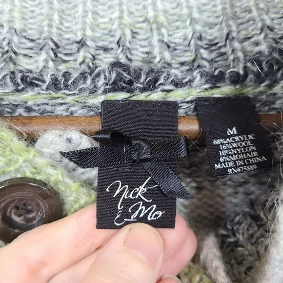 Nick & Mo Mohair Blend 1/4 Button Knit Cardigan Long Line Medium Womens - Picture 6 of 7